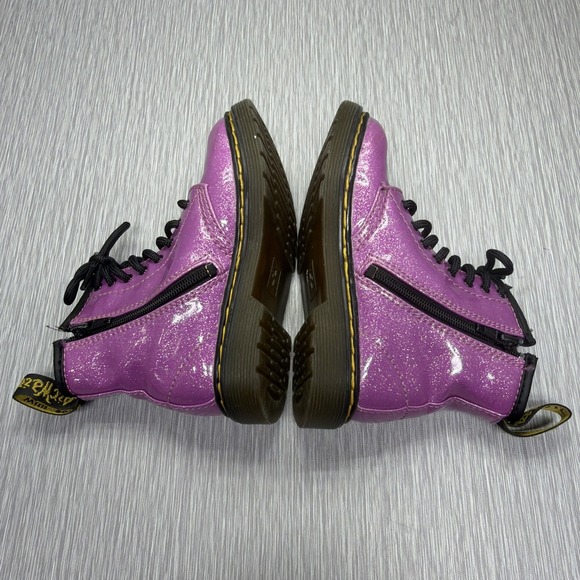 Dr Martens 1460 Glitter Lace Up Boots Girls Youth Pink Size 9 - Picture 5 of 8